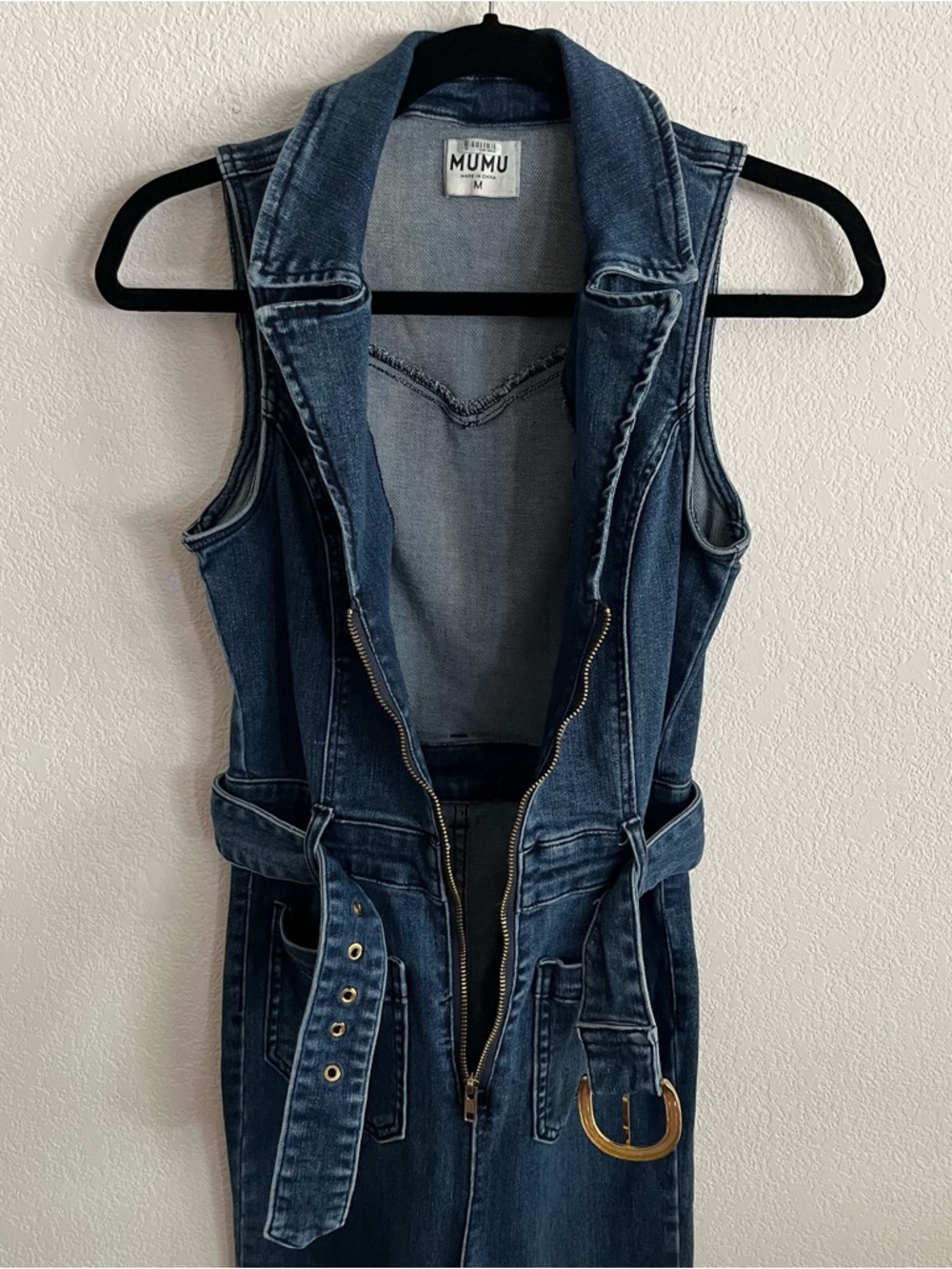 Show Me Your MuMu Blue Denim Cropped Jacksonville Jumpsuit - Picture 4 of 7